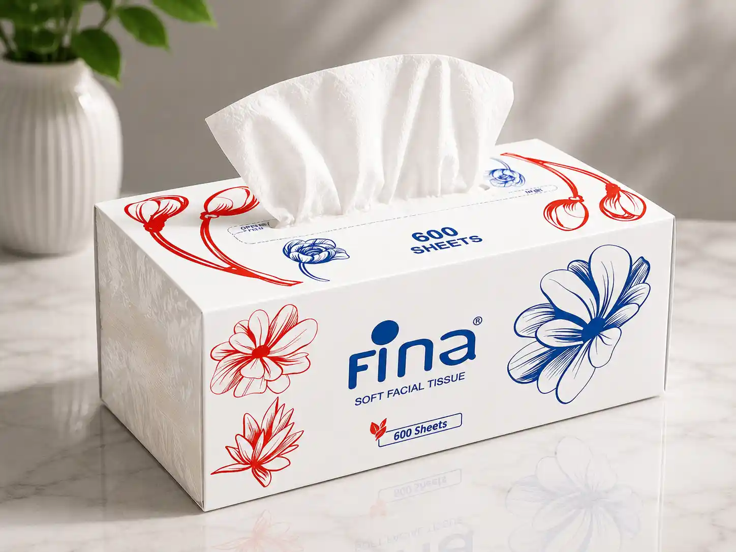 Fina Soft Facial Tissue 600 Sheets | Premium Virgin Pulp