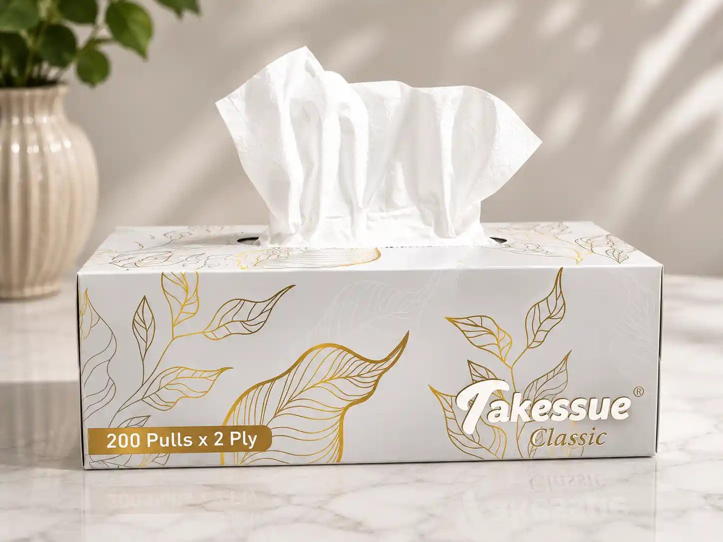 Takessue Classic Premium Facial Tissue 200 Pulls × 2 Ply