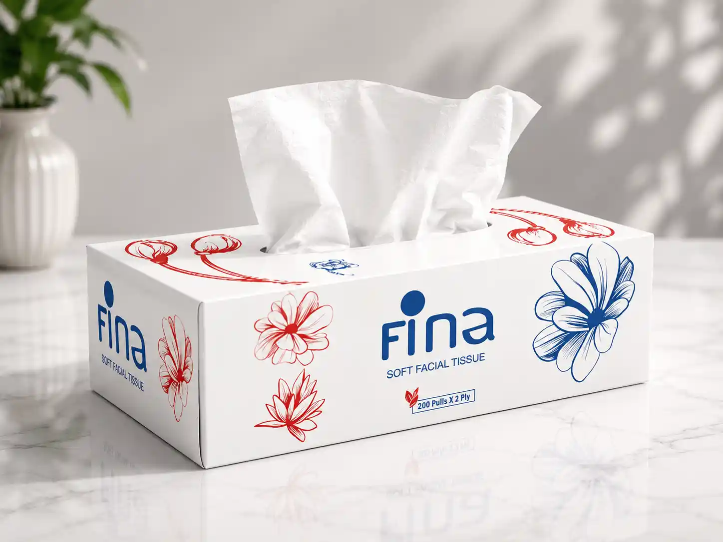 Fina Premium Soft Facial Tissue 200 Pulls | 2 Ply Virgin Pulp
