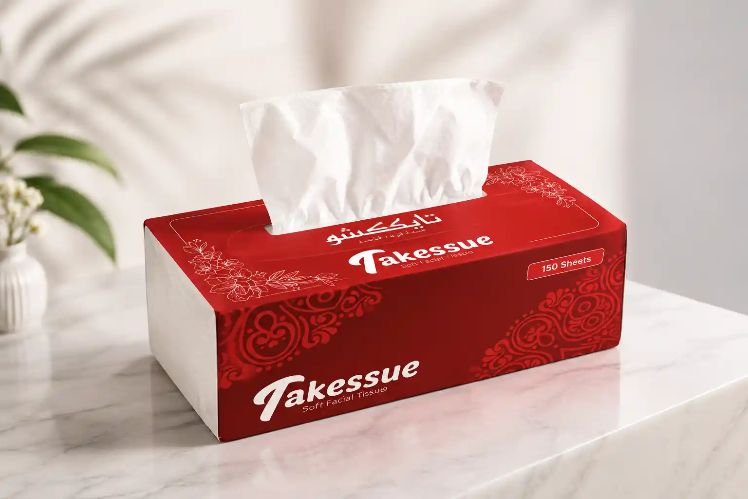 Takessue Premium Facial Tissue 150 Sheets | Soft 2 Ply Virgin Pulp